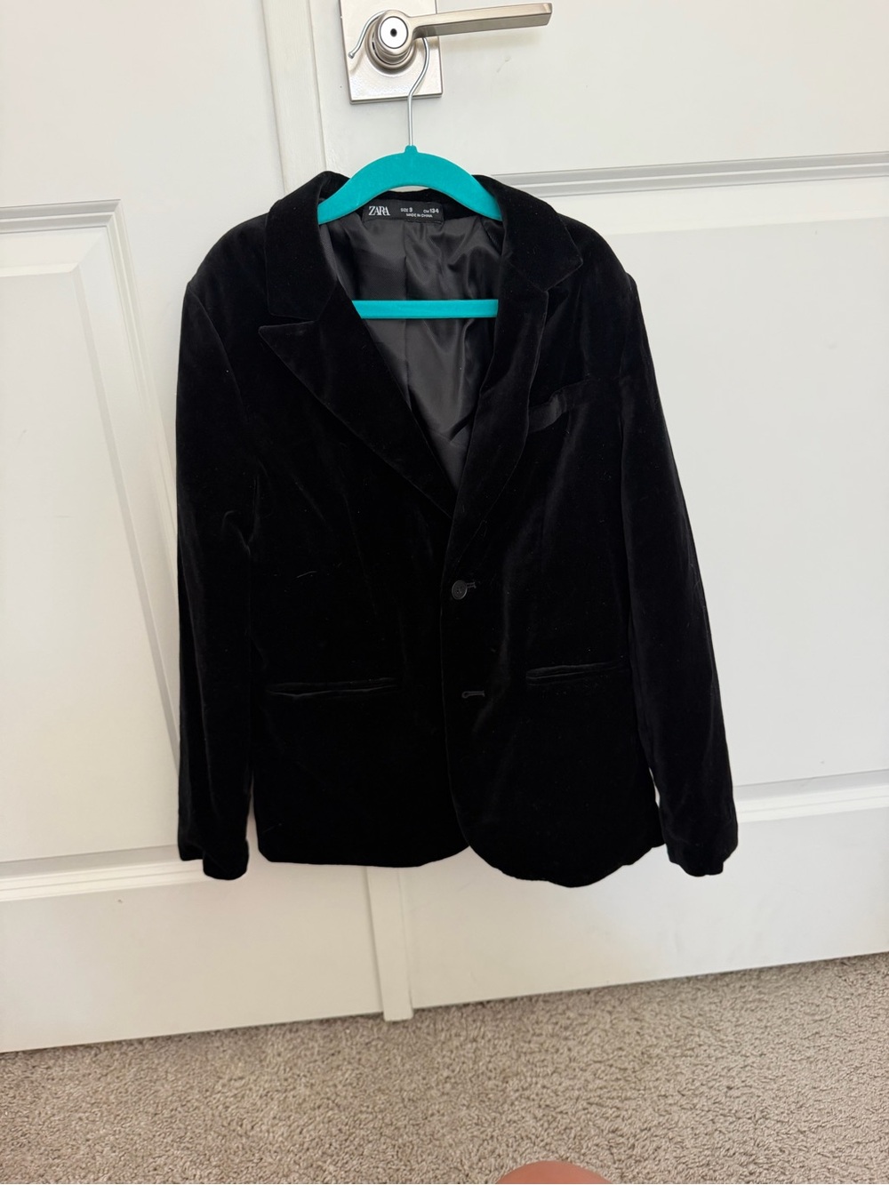 Zara Boys Black Velvet Blazer Jacket